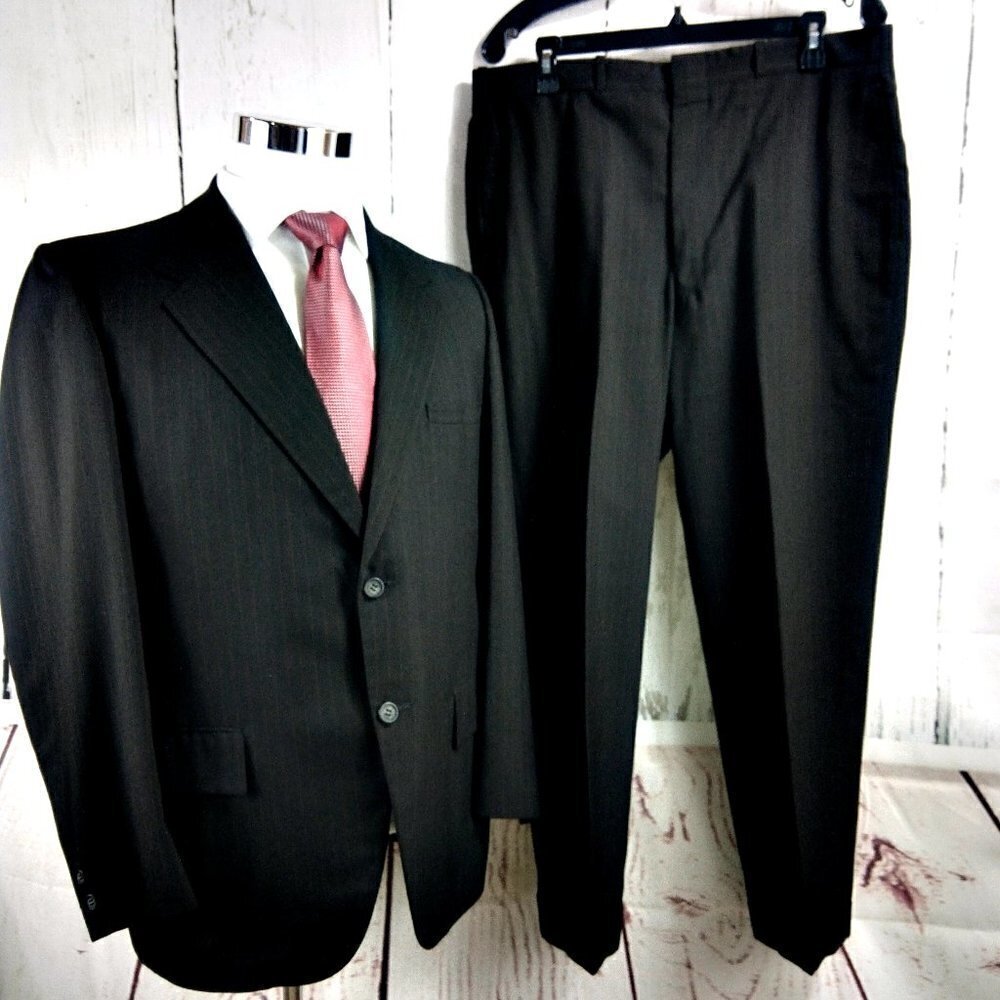 Strathmore Clothes 41R Brown Striped 2pc Suit
